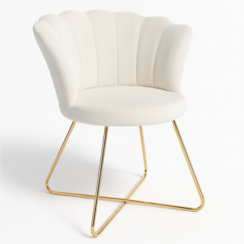Poltrona Relax in Velluto Ergonomica con Struttura in Metallo Oro 69x64x80 cm Beige