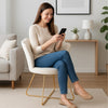 Poltrona Relax in Velluto Ergonomica con Struttura in Metallo Oro 69x64x80 cm Beige