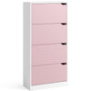 Scarpiera 4Ante Doppia Profondità Salvaspazio Bianco Rosa 63x24 H150cm Mdf