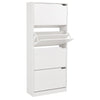 Scarpiera 4Ante Doppia Profondità Salvaspazio Bianco Frassinato 63x24 H150cm Mdf