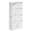 Scarpiera 4Ante Doppia Profondità Salvaspazio Bianco Marmo 63x24 H150cm Mdf