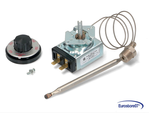 TERMOSTATO FRIGGITRICE 93°-204°C Monofase . Sonda: 130mm, Ø8mm. Capillare: 570