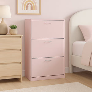 Scarpiera 3Ante Doppia Profondità Salvaspazio Rosa 63x24H 115cm Legno mdf