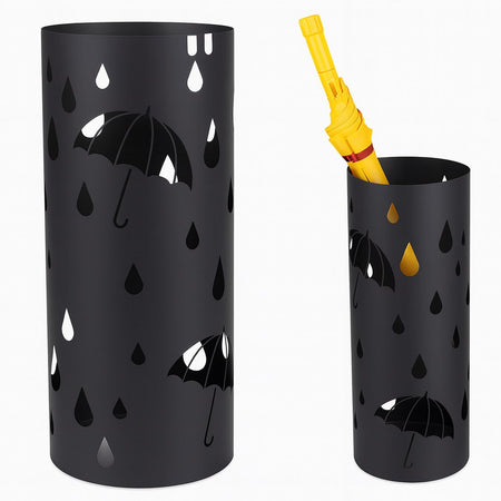 Porta Ombrelli Decorato H. 49 cm Metallo Verniciato Interno Esterno con Vaschetta Salvagoccia