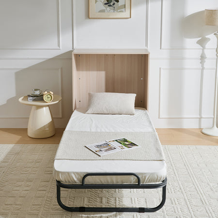 Mobile Letto a Scomparsa Singolo Salvaspazio con Materasso Incluso Pieghevole Olmo