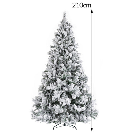 Albero di Natale Innevato Bianco Winter Palace Foltissimo 210cm 1420 Rami Innesto