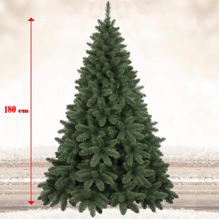 Albero di Natale 180 cm Pino Verde Molto Folto 502 Rami Base in Ferro pieghevole