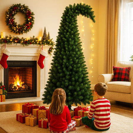 Albero di Natale Grumpy Verde Punta Ricurva 210cm Addobbo Natalizio 1100 Punte