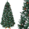 Albero di Natale Innevato 250cm Folto con Pigne 1600 Rami Base Legno Massello