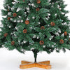 Albero di Natale Innevato 250cm Folto con Pigne 1600 Rami Base Legno Massello