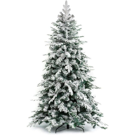 Albero di Natale Innevato 240 cm Folto Realistico 1260 Punte PE PVC Base Metallo