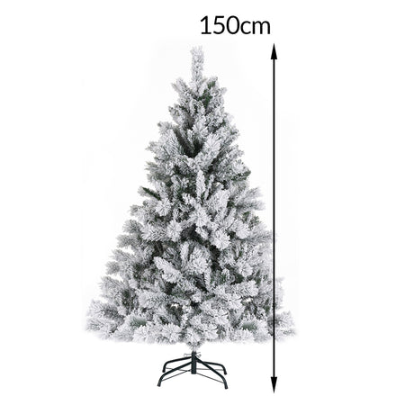 Albero di Natale Innevato Bianco Foltissimo 150cm 550 Rami Pvc Ignifugo