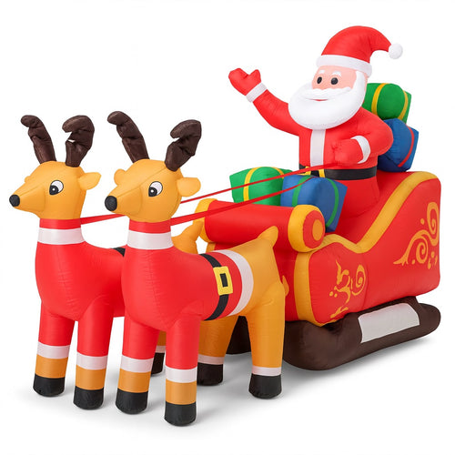 Gonfiabile Natalizio Babbo Natale con Slitta e Renne Decorazione Esterno Giardino