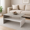 Tavolino Soggiorno 90x59.5x42cm Design Moderno Legno MDF 2 Ripiani Bianco Grigio