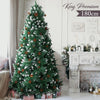 Albero di Natale Innevato 180cm Folto con Pigne 831 Rami Base Legno Massello