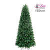 Albero di Natale Slim Pino Verde 180cm Artificiale 625 Rami Pvc Ignifugo Salvaspazio