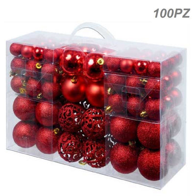 Confezione 100 Palline Natale 3 4 6 cm Rosso Addobbi Albero Interne Esterne