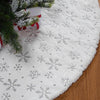 Tappeto Gonna Copertura Base Albero di Natale 80cm Peluche Bianco Silver Effetto Neve
