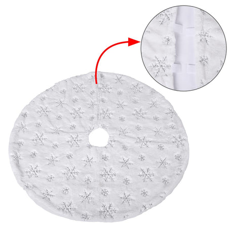 Tappeto Gonna Copertura Base Albero di Natale 80cm Peluche Bianco Silver Effetto Neve