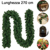 Ghirlanda Natalizia Verde 270cm Festone Folto Camino Ringhiera Pvc Resistente