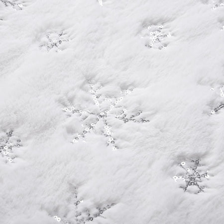 Tappeto Gonna Copertura Base Albero di Natale 80cm Peluche Bianco Silver Effetto Neve
