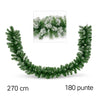 Ghirlanda Natalizia Innevata 270cm 180 Punte Festone Folto Camino Ringhiera Pvc