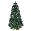 Albero di Natale Innevato 210cm Folto con Pigne 1178 Rami Base Legno Massello
