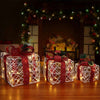 Set 3 Pacchi Regalo Natale Luminosi Bianco Rosso LED Decorazione Interno Esterno
