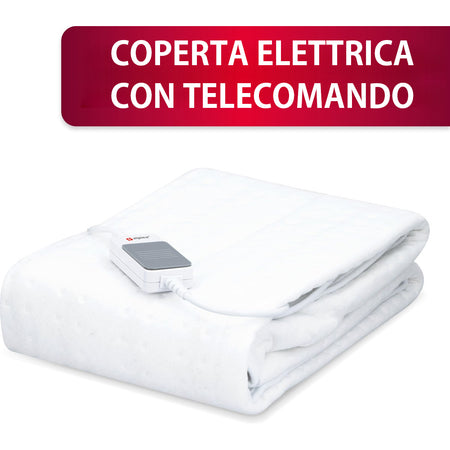 Coperta Elettrica Riscaldante Letto Singolo 80x150cm 3Livelli Calore Lavabile 60W