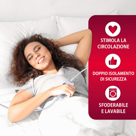 Coperta Elettrica Riscaldante Letto Singolo 80x150cm 3Livelli Calore Lavabile 60W