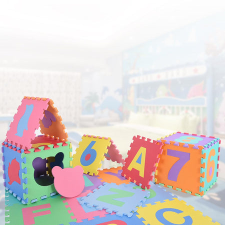 Tappetino Puzzle Maxi Lettere Colorato 9 Pezzi Gomma Eva Gioco Bambini 30x30cm
