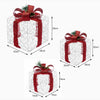 Set 3 Pacchi Regalo Natale Luminosi Bianco Rosso LED Decorazione Interno Esterno