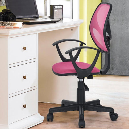 Sedia Girevole Casa Ufficio Cameretta Scrivania Ergonomica 5 Ruote Traspirante Rosa