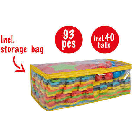 Tappeto Puzzle 3 in 1 in Gommapiuma per Bambini con 40 Palline e Custodia