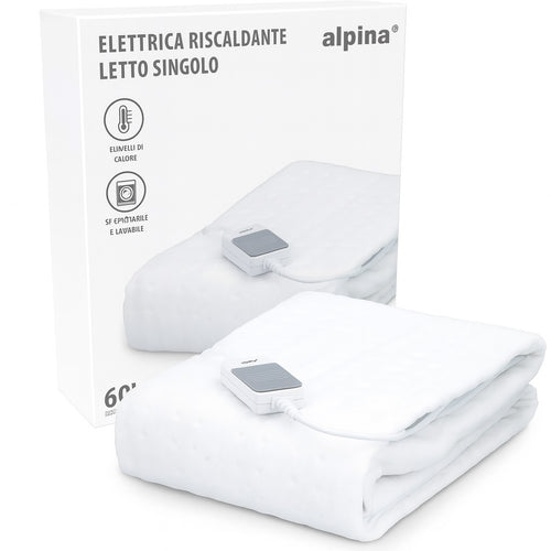 Coperta Elettrica Riscaldante Letto Singolo 80x150cm 3Livelli Calore Lavabile 60W