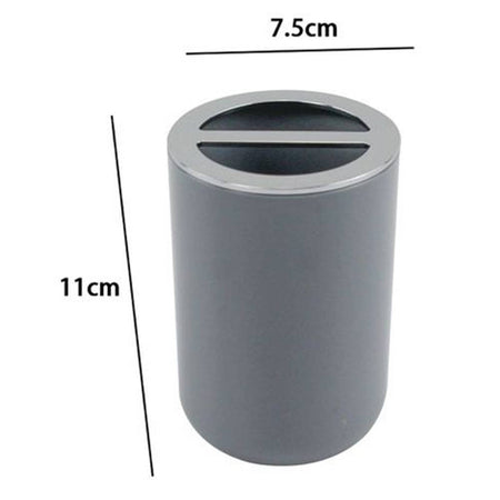 Porta Spazzolini Bicchiere Accessorio Arredo Bagno A 2 Fori Grigio Silver 69470