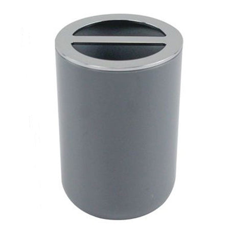 Porta Spazzolini Bicchiere Accessorio Arredo Bagno A 2 Fori Grigio Silver 69470