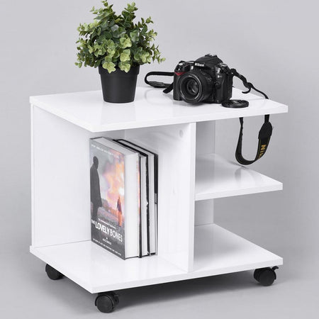 Mobiletto Tavolino Multiuso Design Moderno 4Ripiani 50x35H42cm Salvaspazio Bianco