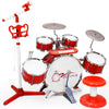 Batteria Musicale Giocattolo con Microfono Pianola DJ MP3 Rossa per Bambini