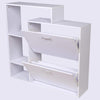 Scarpiera Doppia Profondità con Libreria 4 Ripiani Salvaspazio 102x25x98 cm Bianco