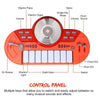 Batteria Musicale Giocattolo con Microfono Pianola DJ MP3 Rossa per Bambini