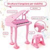 Pianoforte per Bambini 31 Tasti con Sgabello Microfono Luci Funzioni Educative Rosa