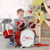Batteria Musicale Giocattolo con Microfono Pianola DJ MP3 Rossa per Bambini
