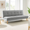 Divano Letto Reclinabile 3Posti in Tessuto Nordico con Gambe Legno Naturale Grigio