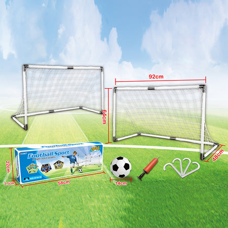 Set 2 Porte da Calcio 92x64 cm con Pallone e Gonfiatore Gioco per Bambini 3+