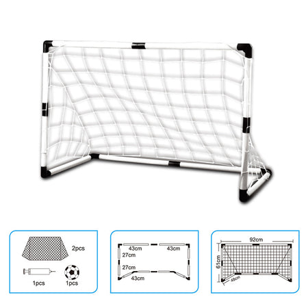 Set 2 Porte da Calcio 92x64 cm con Pallone e Gonfiatore Gioco per Bambini 3+