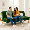 Divano Letto Reclinabile 3Posti in Tessuto Nordico con Gambe Legno Naturale Verde