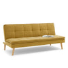 Divano Letto Reclinabile 3Posti in Tessuto Nordico con Gambe Legno Naturale Ocra