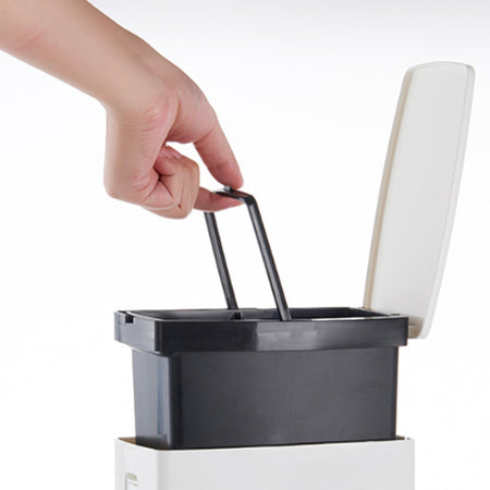 Set Scopino WC con Cestino Bagno 2 in 1 Salvaspazio Bianco con Portascopino