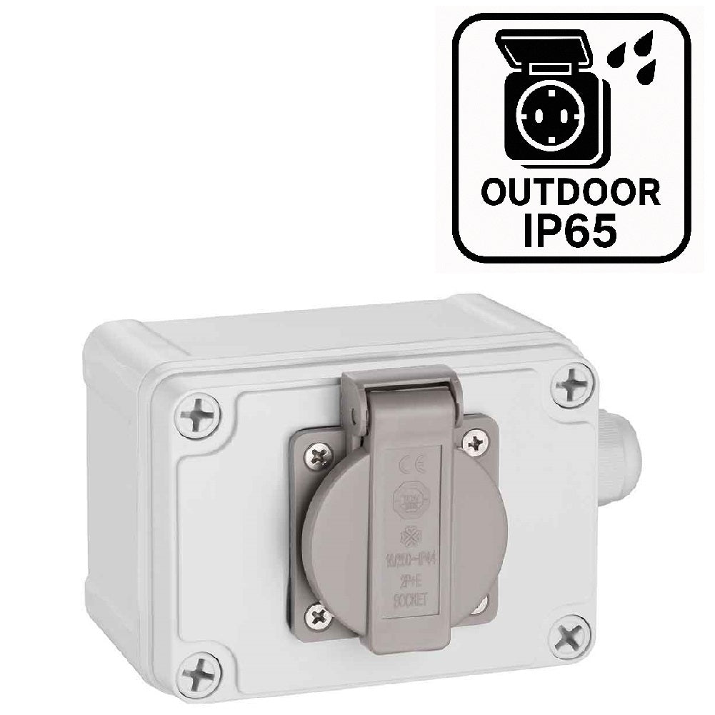 Presa A Muro Esterna IP55 3 Prese 110-250V – Impermeabile, Antincendio, Per Giardino E Terrazza